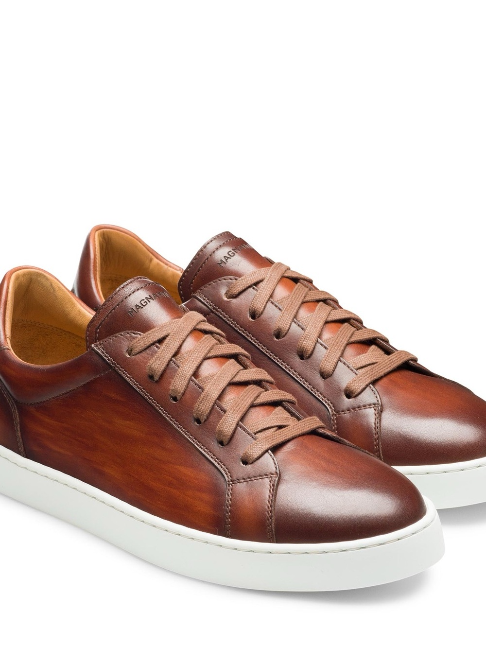 Magnanni Costa Lo Men's Cognac Leather Low-Top Sneakers size 9 M